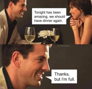 Meme about being clueless on a date